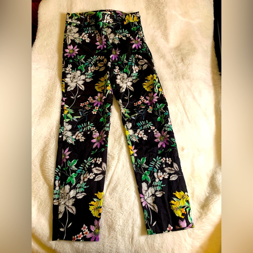 Floral straight leg Trousers with Black base | H&M